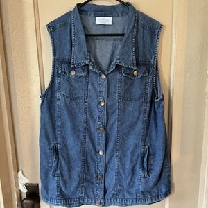 Denim 90sCore Vest Womens L Cindy Crawford ModelCore Skyline Western Cowgirl